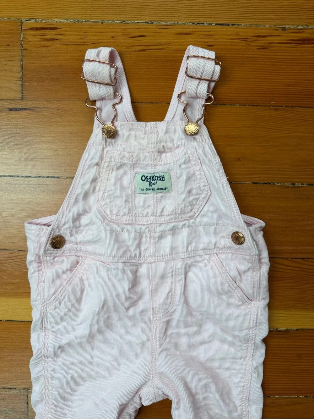 OshKosh B'gosh Light Pink Corduroy Overalls with Rose Gold Snaps Sise 6m